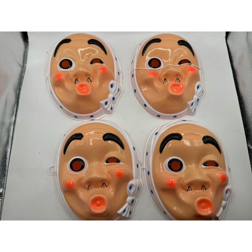 Japanese Hyottoko Mask OMEN Cosplay Costume from Japan Set Of 4 CRACKS